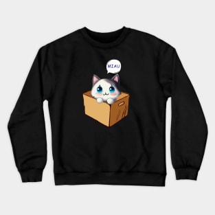 Cat in Cardboard Box - Miau Crewneck Sweatshirt